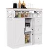WOBOPCG Credenza da cucina a buffet, credenza con 3 cassetti, 2 ante, credenza, sala da pranzo, per cucina, armadio, corridoio, bianco, 100 x 40 x 105 cm (bianco-A)