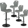 WAFTING Set 4 Sgabelli da Bar Moderni, Sgabelli Cucina Alti Regolabili in Altezza e Girevoli 360°, Sedie con Schienale e Poggiapiedi, per Isola, Bancone e Sala da Pranzo, Grigio scuro