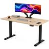 POKAR Scrivania Regolabile in Altezza Elettrica 160x60 cm | Piano Massiccio 25mm | Pannello Memory, USB-C e USB-A | Scrivania Motorizzata per Smart Working | Telaio Nero, Piano Quercia Sonoma