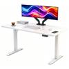 POKAR Scrivania Regolabile in Altezza Elettrica 160x60 cm | Piano Massiccio 25mm | Pannello Memory, USB-C e USB-A | Scrivania Motorizzata per Smart Working | Telaio Bianco, Piano Bianco