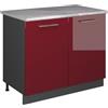 Vicco Mobile lavello cucina Fame-Line, Bordeaux lucido/Antracite, 100 cm, PL Marmo, per la combinazione con altri moduli della serie Fame-Line