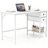 GIANTEX Scrivania per Computer 120 x 60 cm, Scrivania da Ufficio con Piano Ampio, 2 Cassetti e Ripiano Aperto, Postazione Lavoro Salvaspazio con Struttura in Metallo per Studio e Soggiorno (Bianco)