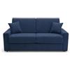 POLTRONE ITALIA Divano Letto 3 posti Trasformabile Materasso matrimoniale 140x195 H17 cm 2 Cuscini Sfoderabile antimacchia Blu Made in Italy