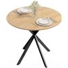 HOMCOM Tavolo da Pranzo Rotondo Ø80 cm, Tavolo da Cucina per 2-4 Persone con Piano Effetto Legno e Gambe a Croce in Acciaio, Tavolino da Soggiorno e Sala da Pranzo, Stile Industriale, Rovere