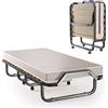 GIANTEX Letto Singolo Pieghevole, Portata di 120 kg, con 4 Ruote, 4 Gambe in Mettallo, Fibbia Fissata, 90 x 200 cm, Materasso di 10 cm, Ideale per Viaggio e di Riserva