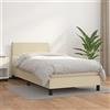 Teenpull Letto a molle con rivestimento in ecopelle color crema, 80 x 200 cm, con materasso a molle insacchettate e coprimaterasso delicato sulla pelle, testiera regolabile