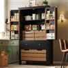 Kebnor Mobiletto da Cucina (80x40x140cm), credenza da cucina alta, credenza multiuso, mobiletto per snack, mobile di stoccaggio con due ante e cinque cassetti (nero)