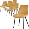 ML DESIGN modern living ML-Design Set di 6 Sedie per Sala da Pranzo Giallo Senape Seduta in Velluto con Gambe in Metallo Nero Sedie da Cucina con Schienale Poltroncina da Soggiorno Poltrone Imbottite per Ufficio