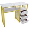 YyanLAK Scrivania Ufficio, Scrivania con Libreria, Tavolo per Unghie, 100 x 40 x 76 cm, in Marmorizzazione, per Manicure, con 3 Cassetti, per Soggiorno, Uffici, Saloni per Unghie