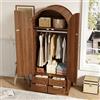 Kebnor Armadio moderno con ante curve, ampio spazio di archiviazione, con asta appendiabiti e cassetti, lussuoso guardaroba, adatto per camera da letto e ingressi (noce)