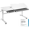 HOKO Elin - Scrivania regolabile in altezza per bambini, 120 x 60 cm | Elin - Scrivania per bambini con piano inclinabile da 80 x 40 cm e cassetti, per bambini dai 6 anni in su, colore: bianco