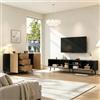 SACOOL Set di mobili per TV, 180 x 33,5 x 45 cm + 120 x 40 x 76 cm, truciolato, effetto legno, per soggiorno, colore naturale