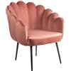 Baroni Home Poltrona Imbottita Con Schienale a Conchiglia, Poltroncina da Camera da Letto In velluto Rosa e Gambe Nere 64X67X77 CM