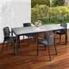 Dmora - Set salotto da esterno Manarola, Ripiano allungabile da esterno con 4 sedie, Tavolo e sedute da giardino effetto rattan, 100% Made in Italy, Antracite