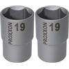 PROXXON 2223418 - Vaso corto hex 1/2, Argento, Dimensione chiave: 19 mm (Confezione da 2)