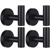 Homagic Ganci per asciugamani da parete, colore nero opaco, in acciaio inox SUS304, resistenti, per porte, asciugamani, armadi, spugne, per bagno, camera da letto, cucina, hotel, piscina, confezione da 4
