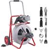VEVOR Sturatubi Elettrico 22 m x 13 mm, Sonda per Fognature con Avanzamento Automatica su Ruote Portatile, 8 Lame e Interruttore a Pedale, per Tubi con Diametro da 5 a 15 cm, per Scarichi e Lavandini