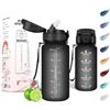 Motswedi Borraccia 500ml, con Cannuccia, Borraccia Palestra, a Prova di Perdite, Bottiglia Acqua, Borracce Motivazionale, per Ufficio, Sport, Scuola, Nero