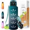 Motswedi Borraccia 1.5 l, con Cannuccia, Borracce, Motivazionale Bottiglia d'acqua, a Prova di Perdite, Borraccia Sportiva 1.5 Litros, per Campeggio, Palestra, Yoga, Ciclismo, Verde Scuro Grigio