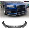 KUBYMOTO Spoiler per paraurti anteriore dell'auto in fibra di carbonio con splitter per Audi A3 8P 2008-2012, nero opaco/lucido