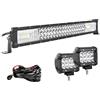 Willpower Barra LED 56cm 22 Pollici 270W + Fari LED 10cm 4 Pollici 36W + Cablaggio 12V 24V Faretti LED Faro da Lavoro LED Barra Luci LED per Fuoristrada Auto Trattore Camion 4x4 Barca ATV