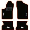 QUEMAR Kit Tappetini Auto per Fiat 600 1998-2010, Bordo Arancio, 4 Ricami