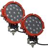 Willpower 2PCS Faro da Lavoro 18CM 51W Fari Led Auto IP67 Impermeabile Faro Trattore 12V 24V Luci Led Barra Luminosa Fuoristrada Faretto Led per Off Road 4WD ATV UTV Camion Rosso