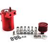 Aiuphing decanter vapori olio, Universale oil catch can, 300ml Alluminio recupero vapori olio motore, con filtro dell'aria, tubo flessibile e altri accessori (Rosso)