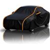 Generico Telo Copriauto Impermeabile Invernale per Leapmotor T03 Copri Auto per Esterno Antigelo, Fatto su Misura con Strisce Riflettenti, Tessuto Oxford Con zip-nero-C