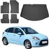 OMAC Tappetini & Vasca Baule Set compatibile con Citroen C3 Hatchback 2009-2016 Gomma 5X