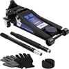 ECD Germany Cric Idraulico a Carrello 3T Martinetto Sollevatore Professionale a Profilo Basso 83-465 mm Doppio Pistone per Sollevamento Rapido 2 Supporti in Gomma Ruote a 360° per Auto Guanti inclusi