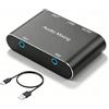 GINTOOYUN Mixer audio stereo da 3,5 mm 2 in 1 out mini mixer audio stereo da 3,5 mm con cavo di ricarica USB da 1,64 m per laptop, telefoni, cuffie, altoparlanti, ecc