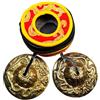 Gandhanra Set di Campane Tibetana Tingsha Tibetano - Cimbali Piatti Piattini da dita Tibetani - Fatti a Mano in Nepal - Ottone, Drago, 6,5 cm
