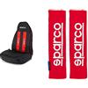 Sparco SPC3501RD Fodere Sedili & SPC1204RD Protezioni per Cintura di Sicurezza, Rosso, Set di 2