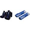 Sparco SPC1011 Set di Coprisedili Auto, Classic, Nero/Blu, Set di 9 & Spc SPC1200 Cuscino Modello Linea S, Blu/Bianco, Set di 2