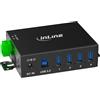 Inline Hub industriale USB 3.2 Gen.1 con 4 porte, alloggiamento in alluminio, montaggio su guida DIN, hub USB attivo con alimentatore, 5 Gb/s, 35396A