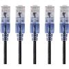 Monoprice Cavo patch Ethernet Cat6A antigroviglio, RJ45, 550 Mhz, 14 G, UTP, filo di rame puro nudo, 30 AWG, confezione da 5, 4,2 m, nero, serie SlimRun