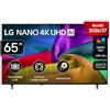 LG NANO Smart TV 4K UHD AI 65 pollici Serie NU8E 65NU8E0B3LA, Smart TV 4K, Processore con Nano Detail Enhancer, AI Chatbot, AI Concierge, HDR10 Pro, FILMMAKER Mode, Design Linear Flow, 3 HDMI, TV 2026