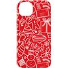 Whyitsme Design Custodia per iPhone 14 Plus Red Line Art Icone di Natale, Vacanze di Natale