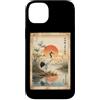 Japanese Crane Red Sun Woodblock Traditi Custodia per iPhone 14 Plus Gru E Sole Rosso Giapponese Woodblock Art Tradizionale Giappone