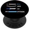 Tech Minimalist For Developer Funny Programmatore Arma Detto Plus Plus Java Sharp Python PopSockets PopGrip Adesivo