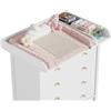 MSFE Fasciatoio universale per bambino, fasciatoio con separatore, gamma regolabile: 59-47 W, accessorio per comfort, pannelli frontali arrotondati, legno MDF, bianco, 108 x 80 x 9,5 cm