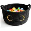 DIYCUT Cesto portaoggetti per gatti nero, in corda di cotone, 21 x 12 cm, intrecciato, a forma di gatto, per la cameretta dei bambini, per riporre cosmetici, asciugamani, giocattoli