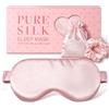 LitBear Maschera per dormire in 100% pura seta, 22 Momme 6A seta di gelso, maschera per gli occhi completamente bloccante per dormire, per donne, uomini, chi dorme sul fianco, con elastico per capelli