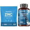 WeightWorld Magnesio Completo 5 in 1 e Zinco Bisglicinato Bundle, 180 Capsule + 400 Compresse, Magnesio Bisglicinato, Citrato, Taurato con L-Leucina, Zinco Integratore in Micro Compresse da 13 Mesi di Scorta