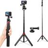 EszkozTA Treppiede allungabile per selfie da 205,7 cm, per GoPro Mission 1 Pro Hero 13/12/11/10/Max, treppiede in alluminio per action camera DJI Osmo Action 6/5 Pro/4/3, Insta360, DSLR, Vlogging portatile da