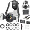 Godox MF-T76 C Flash Macro Per Canon MF T76 Doppio Flash TTL Micro Flash 76Ws GN22.4 1,2s Riciclo HSS 4 Twin Flash Con Teste Regolabili Per Fotografia Macro Gioielli Insetti E Fotografia Dentale