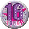 amscan Badge Sml HoloG Hapy 16th BD