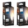 Philips Hue White Ambiance Lampadina Smart LED Smart, Bluetooh, Attacco E14, 5W, Dimmerabile, Luce Bianca da Calda a Fredda, Bianco (Confezione da 2)