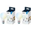 WiZ Connected Lampadina Smart, Smerigliata, Luce Bianca Dimmerabile, A60, E27, 7W, 2700-6500 K, Wi-Fi+Bluetooth (Confezione da 2)